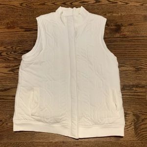 Jones New York Sport Womens White Cotton Zip/Button Vest, Cable Design, Size L